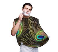 Bavaglino da barba per Halloween, da uomo, circonferenza del collo regolabile, con ventose e custodia, un regalo premuroso per fidanzati, padri e fratelli (107 x 73 cm), Piume di pavone., Taglia unica