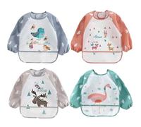 Bavaglino impermeabile a maniche lunghe, Set di 4 Bavaglino a Manica lunga Bavaglino Impermeabile Grembiule 6 a 36 mesi, Bavaglino Impermeabile Unisex per Bambini, per gioco/pittura