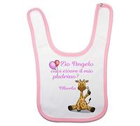 Bavaglino neonata personalizzato con nome e giraffa vuoi essere il mio padrino?, Rosa