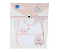 Bavaglino Neonati da Ricamare con Tela Aida Mio Piccolo Stars Ciniglia + Cotone Rosa