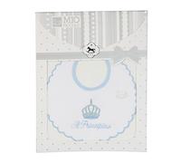 Bavaglino Neonati Ricamato Mio Piccolo Royal Family Puro Cotone Celeste