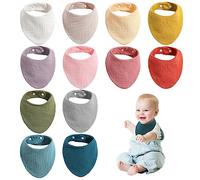 Bavaglino Neonato, 12 Pezzi 100% Cotone Biologico, Bandana Bimbo Con 2 Bottoni a Pressione, Bambino Drool Bavaglini Assorbenti Morbidi per Ragazzi Ragazze