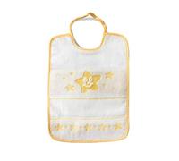 BAVAGLINO NEONATO con ricamo di STELLE chiusura con ELASTICO - 100% cotone - 24x31,5 cm (Giallo)
