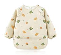 Bavaglino per lo svezzamento, bavaglini morbidi e delicati sulla pelle 6-12 mesi Bavaglino per lo svezzamento impermeabile Bavaglini lavabili per l'alimentazione di neonati e bambini piccoli (Beige)