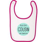 Bavaglino per neonato, con scritta in lingua tedesca"Alles Gute zum Geburtstag Cousin", con logo"Puller Party"