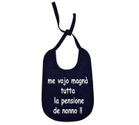 Bavaglino Personalizzato "me vojo magnà tutta la pensione de nonno" (blu)