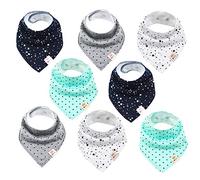 Bavaglino triangolare per neonati, 8 pezzi, in cotone, con bottoni automatici regolabili, bavaglino per bambini e bambine (set unisex)
