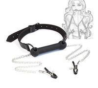 Bavaglio per bocca con morsetti per capezzoli, capezzoli sesso SM, in silicone, per osso di cane, bondage, morsetti per capezzoli, catena per clip per capezzoli, restrizioni erotiche per schiavi