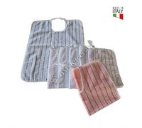 Bavaglioni Adulto RIGATI Pacco da 3 Pezzi in Spugna 100% Cotone + 1 OMAGGIO