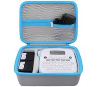 Baval Custodia per stampante di etichette compatibile con Brother P-Touch PT-N20/PT-N25BT/PT-N25BTV3 Personal Desktop Label Maker (custodia bianca, cerniera blu)