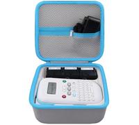 Baval Custodia per stampante di etichette compatibile con etichettatrice portatile Brother P-Touch PT-N10 (custodia bianca, cerniera blu)
