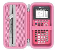 Baval Custodia rigida per calcolatrice compatibile con calcolatrice Texas Instruments TI-84 Plus CE/TI-Nspire CX II CAS (custodia rosa, cerniera bianca)