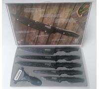 BAVARIA SET COLTELLI ACCIAIO ANTIADERENTI 5 PZ + PELAPATATE PIETRA NERA