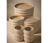BAVARY Chubby Servizio Piatti 24 Pezzi in Porcellana Beige, Esterno Opaco Interno Smaltato e Liscio - Servizio Tavola per 6 Persone, Piatti Piani, Fondi, Dessert e Ciotole, Lavastoviglie e Microonde