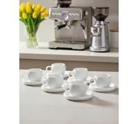 BAVARY Chubby Tazzine da Caffè con Piattino - Servizio da Caffè 12 Pezzi per 6 Persone - 120ml in Porcellana Bianca - Design Rotondo - Espresso, Moka, Demitasse, Caffè Turco -Lavabili in Lavastoviglie