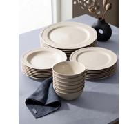 BAVARY Élyse set piatti 6 persone 24 pezzi, servizio piatti, piatti porcellana crema, piatti moderni e piatti colorati, piani, fondi, dessert, ciotole; adatti a lavastoviglie, microonde e forno