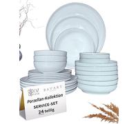 BAVARY Set Piatti Porcellana Bianca 24 Pezzi - Set Piatti 6 Persone Pensato Come Servizio Piatti Completo - Stile Da Piatti Moderni - Dettagli Da La Porcellana Bianca In Autentico - Piatti Bianchi