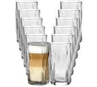 BAVARY Wave Design Set Bicchieri Acqua Vetro 12 Pezzi 250ml - Bicchieri Cocktail Per Acqua In Vetro E Whiskey - Resistenti Al Calore E Lavastoviglie - Compatibili Con Servizio E Bicchieri Vetro Acqua