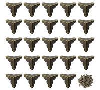 Baven 24 Pezzi 25MM Protezioni Angolari in Bronzo Paraspigoli per Mobili Protezioni Angolari Vintage per Scrivania, Scatola di Gioielli, Scatola Regalo Include Chiodi (Bronzo)