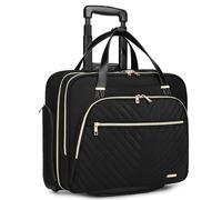 BAVERGE Borsa per laptop da donna con ruote, borsa per computer da 15,6 pollici, borsa da viaggio per la notte, da donna, per viaggi, lavoro, lavoro, lavoro, colore nero, borsa per laptop