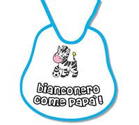 Bavetta Bavaglino compatibile per Tifoso Bianconero come papa' - tema calcio Personalizzabile con nome,fotografia,immagine