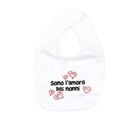 Bavetta Bavaglino Neonato bebè - SONO L'AMORE DEI NONNI - humor premaman nascita infanzia (BIANCO)