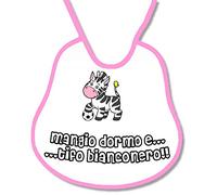 Bavetta Bavaglino personalizzabile Calcio Tifoso Bianconero con zebra gadget compatibile per bimba tifosa bianconera rosa