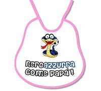 Bavetta Bavaglino personalizzabile Regalo nascita neonato gadget compatibile per tifoso Calcio Tifoso Neroazzurro Neroazzurra come papa'