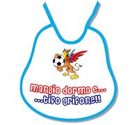 Bavetta Bavaglino personalizzabile Regalo nascita neonato gadget compatibile per tifoso Calcio Tifoso Genoa mangio bevo e tifo Grifone