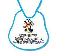 Bavetta Bavaglino personalizzabile Regalo nascita neonato gadget compatibile per tifoso Calcio Tifoso Neroazzurro Sono... Tifo Neroazzurro