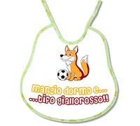Bavetta Bavaglino personalizzabile Regalo nascita neonato gadget compatibile per tifoso Calcio Tifoso Roma mangio bevo e tifo Giallorosso