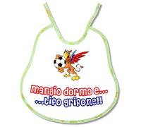 Bavetta Bavaglino personalizzabile Regalo nascita neonato gadget compatibile per tifoso Calcio Tifoso Genoa mangio bevo e tifo Grifone