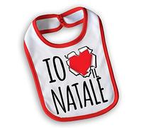Bavetto Bavaglino Bambino Idea Regalo di Natale "Io Amo il Natale" Small