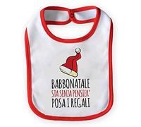 Bavetto Bavaglino Bambino Natalizio Natale "Babbo Natale Sta Senza Pensier" Medium