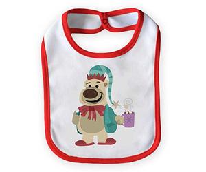 Bavetto Bavaglino Bambino Natalizio Natale "Orso in Pigiama" Small