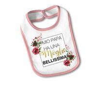 Bavetto Bavaglino Idea Regalo Festa Della Mamma "Moglie Bellissima" Small Rosa