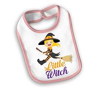 Bavetto Bavaglino Idea Regalo Halloween Bordino Rosa Little Witch Medium