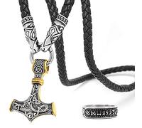 BaviPower Viking Fenrir - Collana con testa di lupo per uomo e donna, in acciaio inossidabile 316L nordico scandinavo autentico vichingo, Metallo