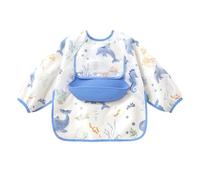 Bavoir À Manches Longues - Bavoirs De Repas Bébé Avec Manches,Tablier Imperméable Lavable En Machine Anti-Taches Avec Attrape-Nourriture En Silicone Pour Sorties Et Voyage Garçon Fille, sorriso, 110
