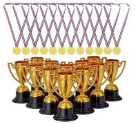 Bavooty 48 Medaglie Coppa Trofei Premiazioni per Ricompensa,di Plastica,Compleanni per Bambini,Bomboniere,Regalini,Gadget per Feste,Sport Coppe e Medaglie Calcio,Giochi e Competizioni