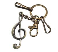 BAWAKO Portachiavi in metallo di alta qualità con moschettone e incantevole accessorio in metallo, anello portachiavi per chiavi dell'auto, ottima qualità, Musica.