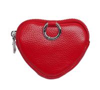 BAWAKO Portamonete a forma di cuore in pelle - Portamonete per monete piccole cose, portamonete per cari, Colore: rosso, Portamonete