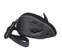 BAWAKO Portamonete con topo in pelle - Portamonete Monete Coin Purse piccolo portafoglio portamonete, nero 1, Cartella portadocumenti