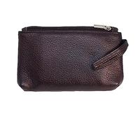 BAWAKO Portamonete in vera pelle con due scomparti con cerniera, portafogli per monete, Marrone 1 grande, L, Classico