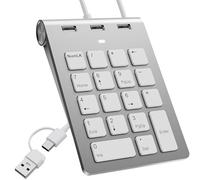 Bawanfa Plus Mini tastierino numerico USB C/USB A, tastierino numerico ergonomico con 3 porte USB 2.0, 18 tasti, tastierino numerico per laptop, desktop, notebook, PC