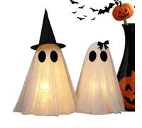 Bawiaueu Fantasma Illuminato 2 Pezzi Centrotavola con Cappello da E | Decorazione Da Tavolo Con Luce Calda Per Casa Soggiorno Camera Da Ufficio Mensola Scaffale Per Libri