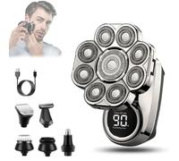 Bawldy Shaver Pro, 9d Floating Head Shaver for Bald Men, Bawldy Pro, Detachable Head Shavers, 6 in 1 Electric Razor Ipx7 Waterproof, Wet Dry LED Display, Rechargeable 7d Rotary Shaver (B)