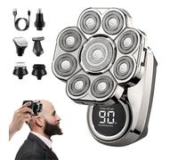 Bawldy Shaver Pro, Bawldy Head , 9D Floating Blade Head Shaver, IPX7 Waterproof Wet Dry Shaving, Intelligent LED Display, Rechargeable Cordless Razor (Silver Set)