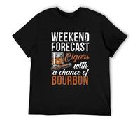 BAWUN Weekend Forecast Cigars with Chance Bourbon Tshirt Gift Men T-Shirt Birthday Black 3XL