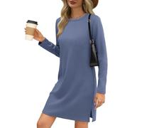 BAWUTZ Abiti Autunnali per Le Donne, Abiti da Viaggio Leggeri per l'aeroporto, Abito a Maniche Lunghe, Abito Casual a Maniche Lunghe,Autunnale alla Abiti da Viaggio Comodi per l'aeroporto (XL,Blue)